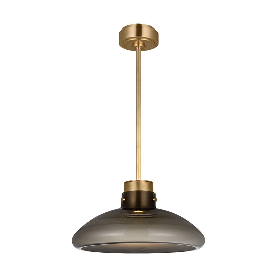 Visual Comfort Modern Morgan 1Lt 16" Pendant, Brass/Smoke Glass
