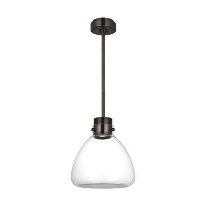 Visual Comfort Modern Morgan 1 Light 12" Pendant, Bronze/Clear