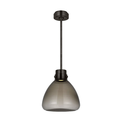 Visual Comfort Modern Morgan 1 Light 12" Pendant, Bronze/Smoke