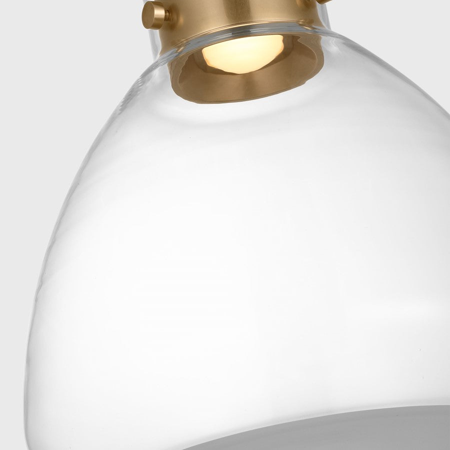 Visual Comfort Modern Morgan 1Lt 12" Pendant, Brass/Clear Glass