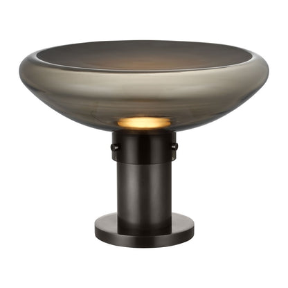 Visual Comfort Modern Morgan 1 Light 16" Table Lamp, BZ/Smoke