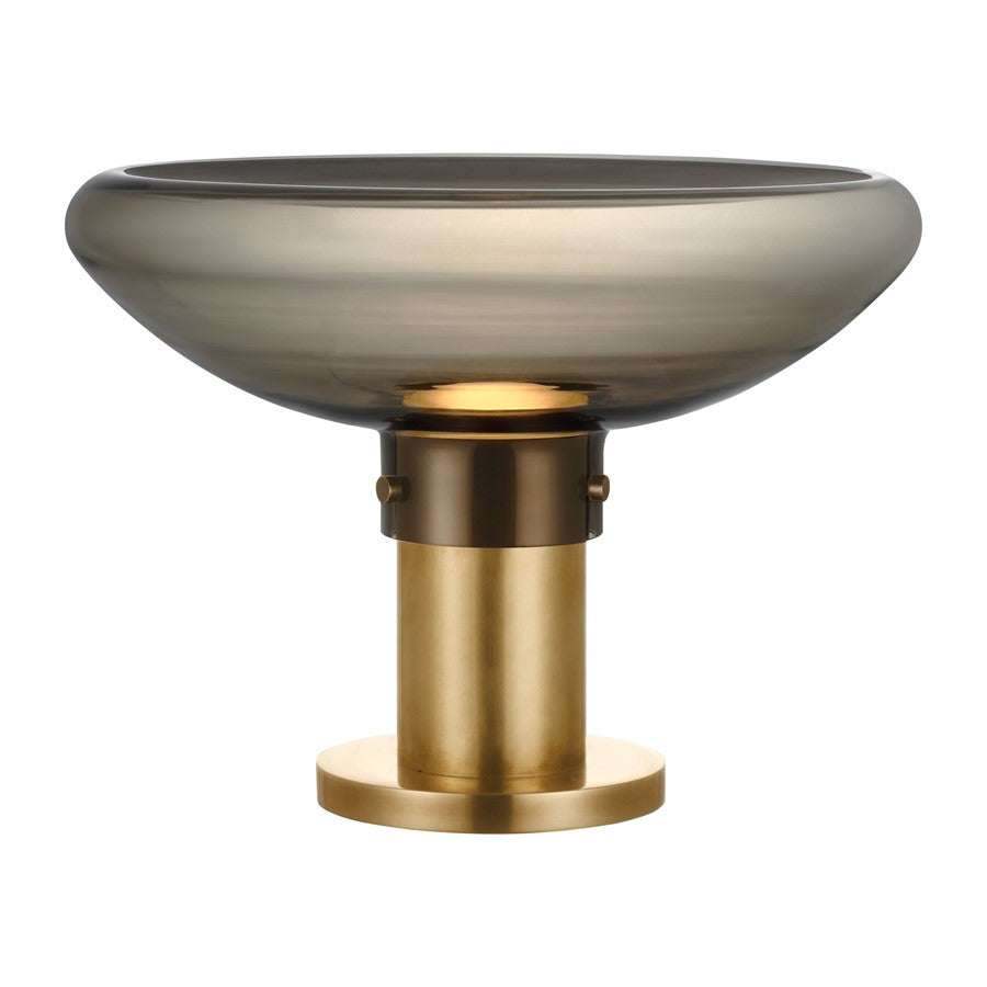 Visual Comfort Modern Morgan 1Lt 16" Table Lamp, Brass/Smoke