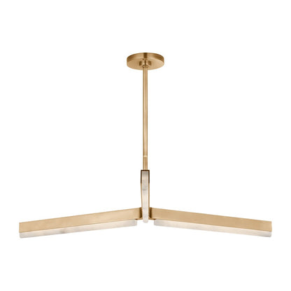 Visual Comfort Modern Linea 3 Light 42" Chandelier, Brass - KWCH70627HABALB