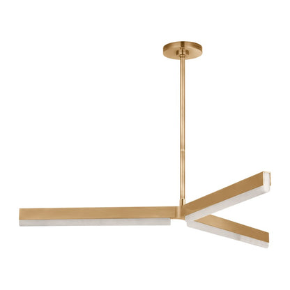 Visual Comfort Modern Linea 3 Light 42" Chandelier, Brass