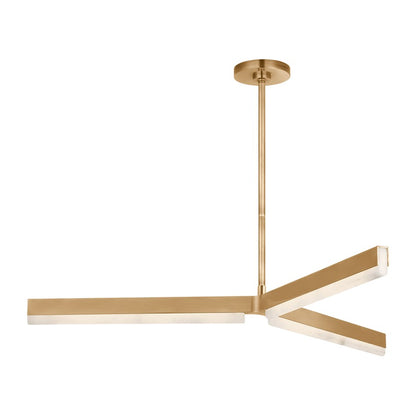 Visual Comfort Modern Linea 3 Light 42" Chandelier, Brass