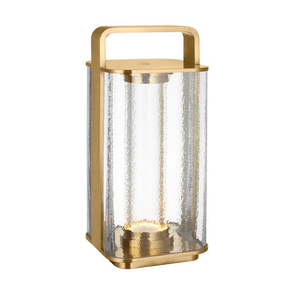 Visual Comfort Modern Flacara 15" Rechargeable Lantern, Brass