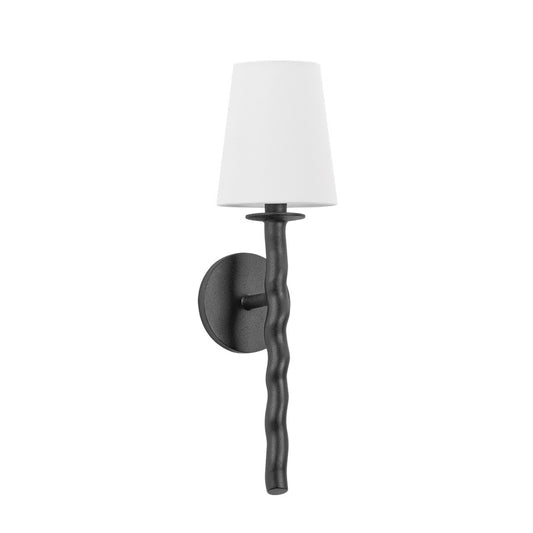 Troy Lighting Alvaro 1 Light Wall Sconce, Black/Off White Linen - B1220-TBK