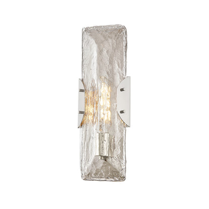 Troy Lighting Nordic 1Lt Wall Sconce, Polished Nickel/Clear Seeded
