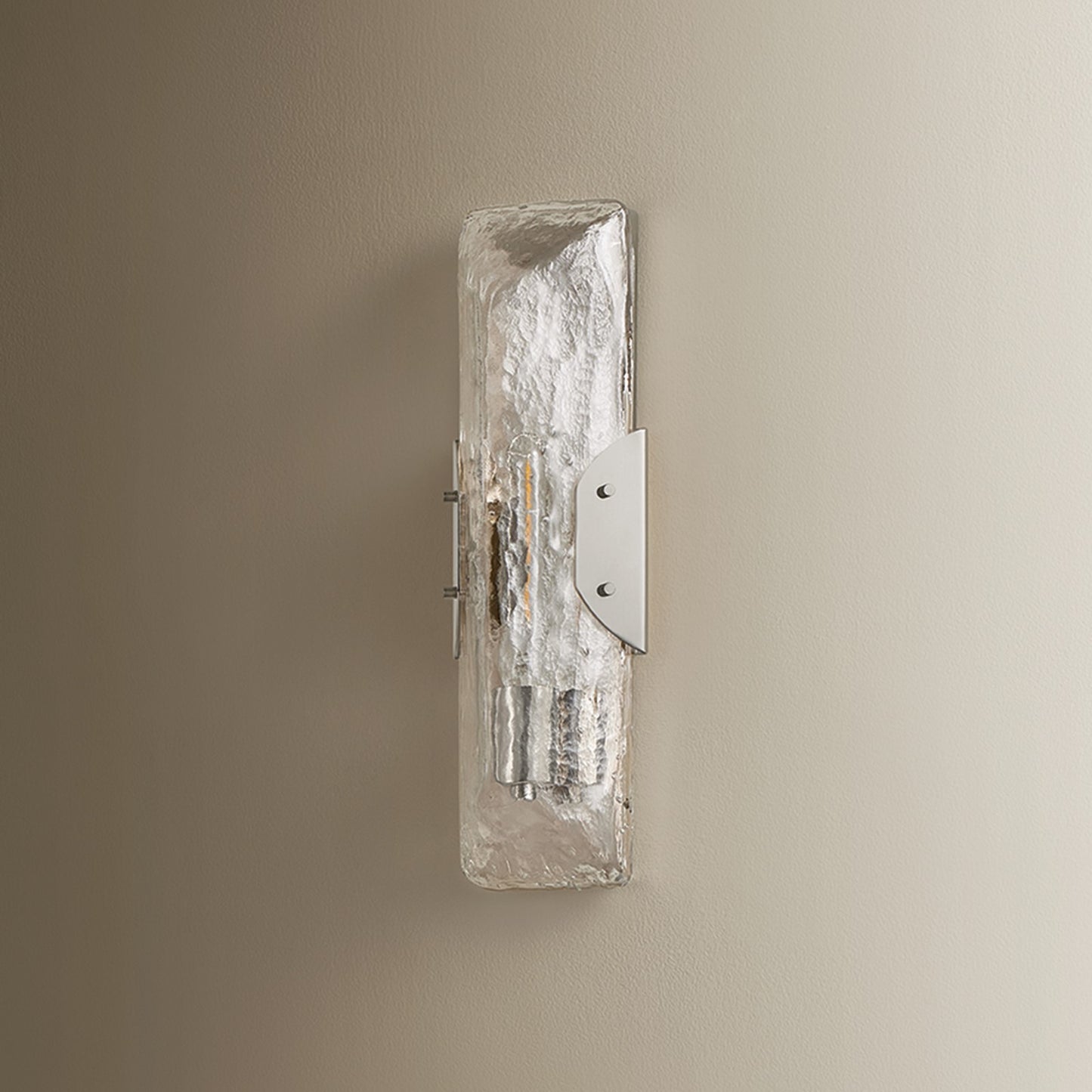 Troy Lighting Nordic 1Lt Wall Sconce, Polished Nickel/Clear Seeded