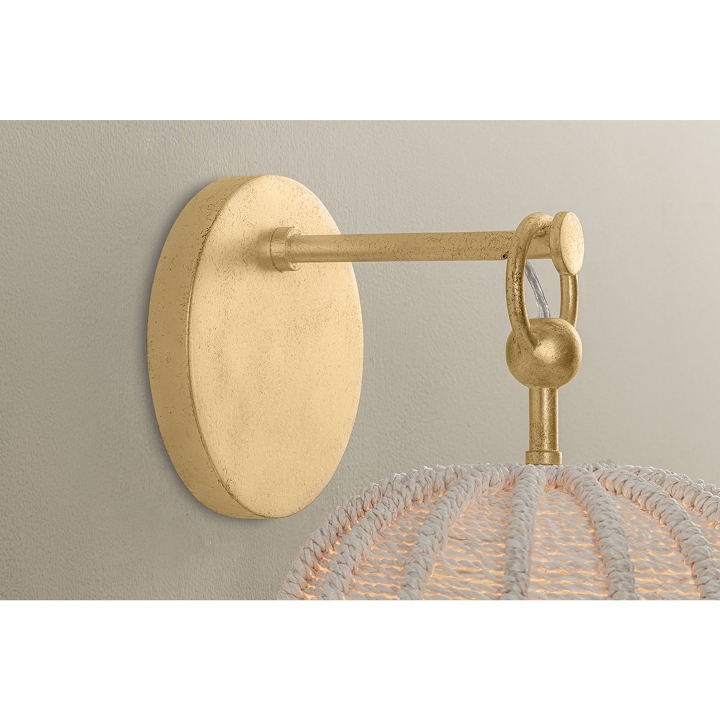 Troy Lighting Lonnie 1Lt Wall Sconce, Gold Leaf/Bleached Abaca