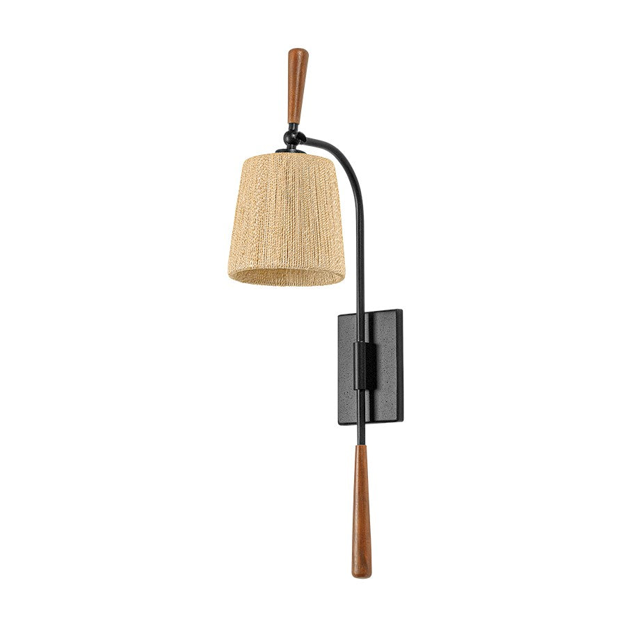 Troy Lighting Harlyn 1 Light Wall Sconce, Black/Natural Abaca - B1629-TBK