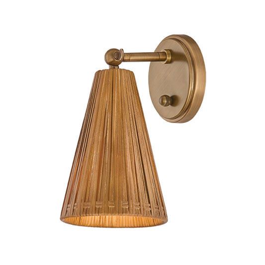 Troy Lighting Griffith 1 Light Wall Sconce, Patina Brass/Rattan