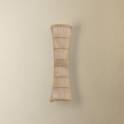 Troy Lighting Zander 2Lt Wall Sconce, Soft Wht/Rattan/Off Wht Linnen