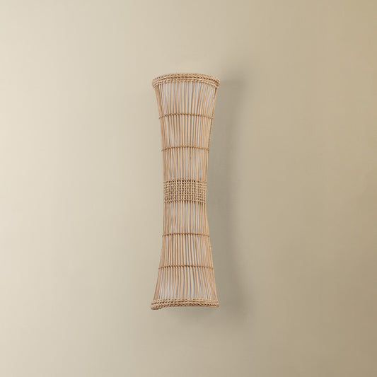 Troy Lighting Zander 2Lt Wall Sconce, Soft Wht/Rattan/Off Wht Linnen