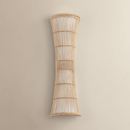 Troy Lighting Zander 2Lt Wall Sconce, Soft Wht/Rattan/Off Wht Linnen
