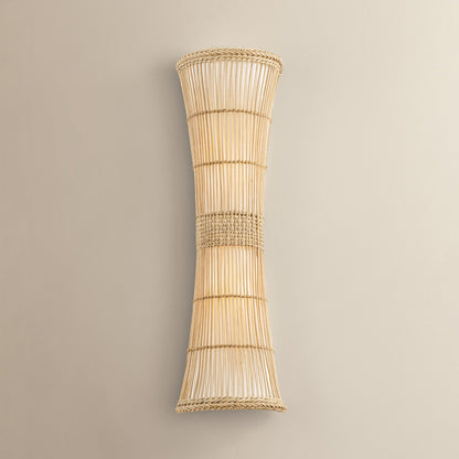 Troy Lighting Zander 2Lt Wall Sconce, Soft Wht/Rattan/Off Wht Linnen
