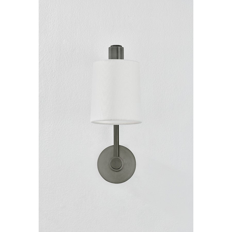 Rigby 1 Light Wall Sconce, Pewter/Off White Linen