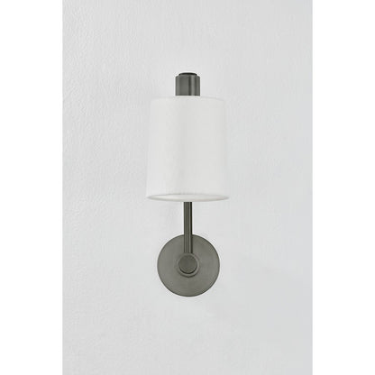 Rigby 1 Light Wall Sconce, Pewter/Off White Linen