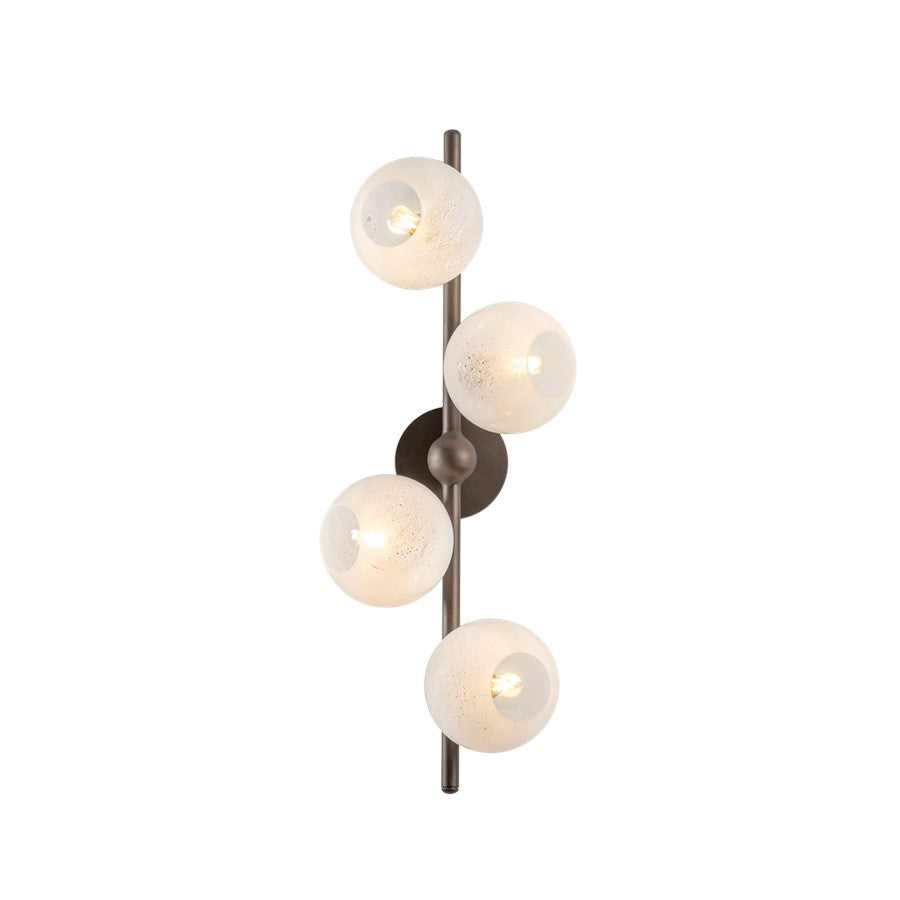 Troy Lighting Sonny 4 Light Wall Sconce, Bronze Leaf/Seeded Cloud - B2828-BRL