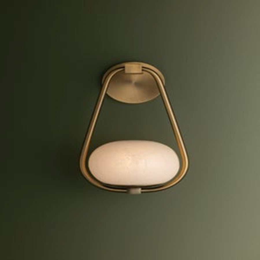 Troy Lighting Decker 1Lt Wall Sconce, Patina Brass/Seeded Cloud