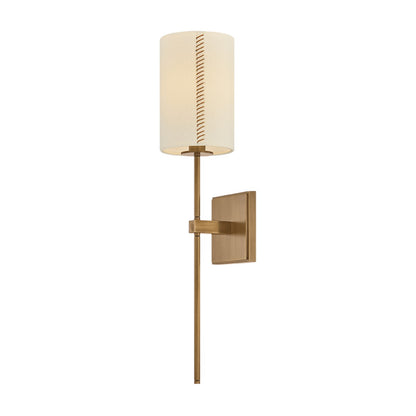 Troy Lighting Teddy 1Lt Wall Sconce, Patina Brass/Off White Linen