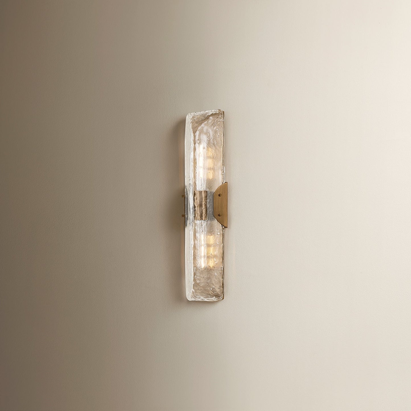 Troy Lighting Nordic 2 Light Wall Sconce, Patina Brass/Clear Seeded