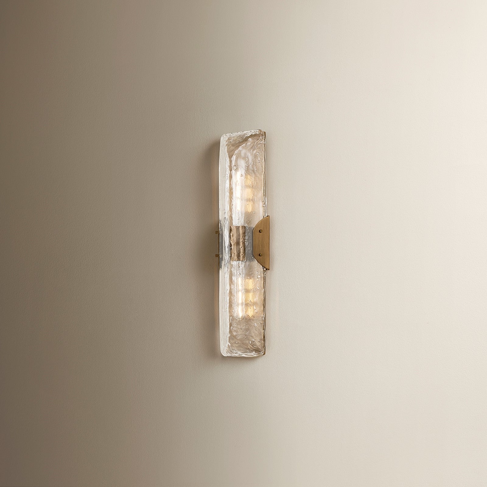 Troy Lighting Nordic 2 Light Wall Sconce, Patina Brass/Clear Seeded