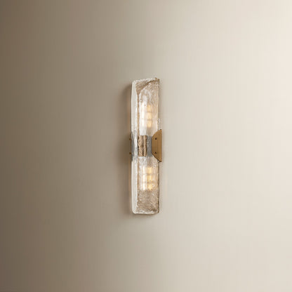 Troy Lighting Nordic 2 Light Wall Sconce, Patina Brass/Clear Seeded