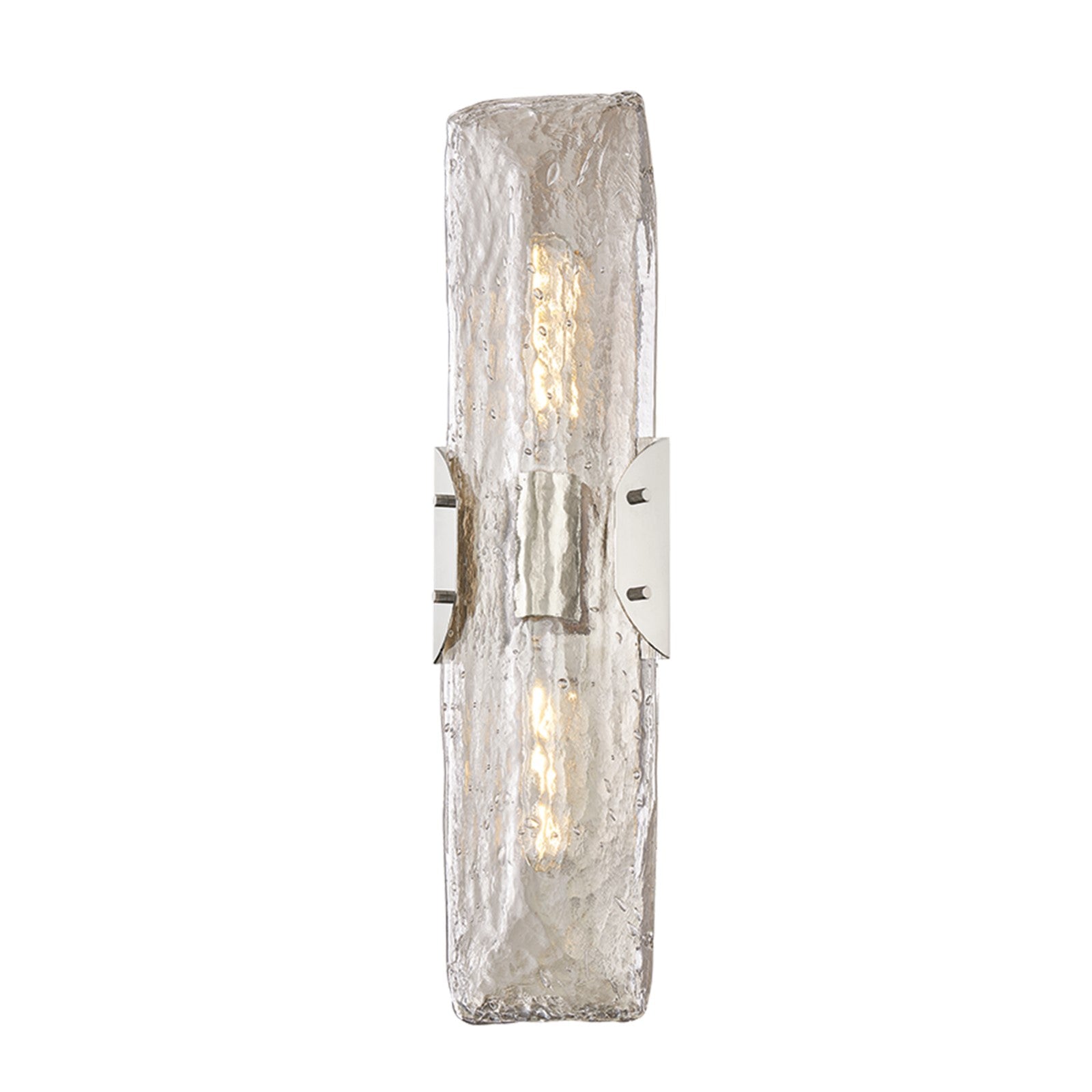 Troy Lighting Nordic 2Lt Wall Sconce, Polished Nickel/Clear Seeded