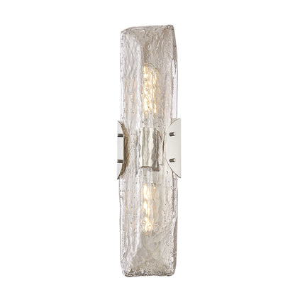 Troy Lighting Nordic 2Lt Wall Sconce, Polished Nickel/Clear Seeded