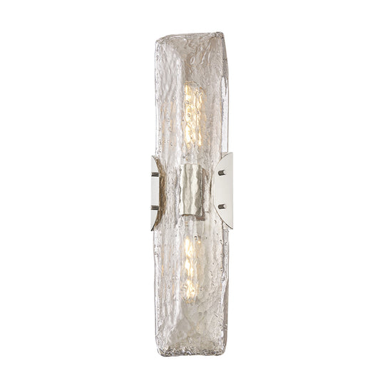 Troy Lighting Nordic 2Lt Wall Sconce, Polished Nickel/Clear Seeded