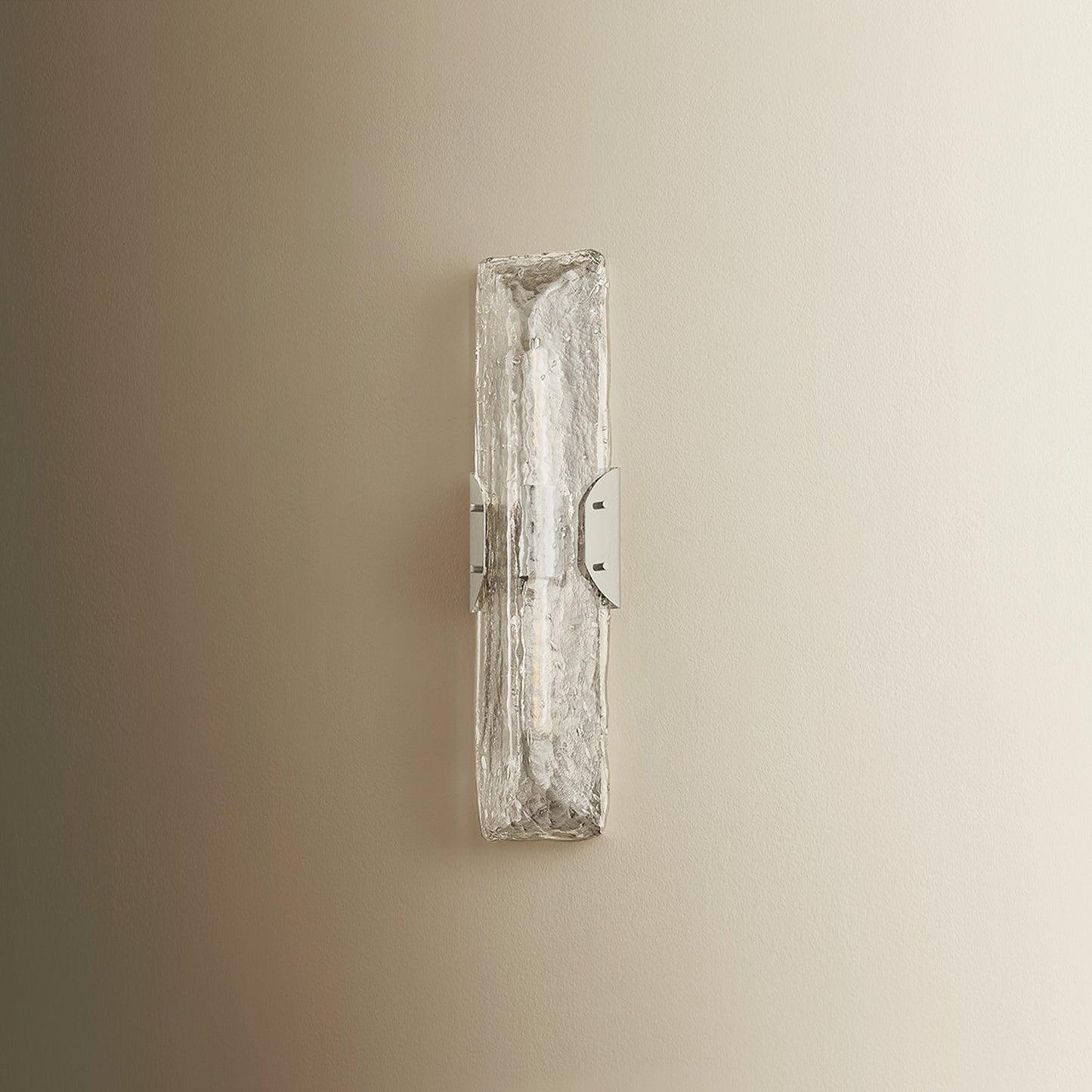 Troy Lighting Nordic 2Lt Wall Sconce, Polished Nickel/Clear Seeded