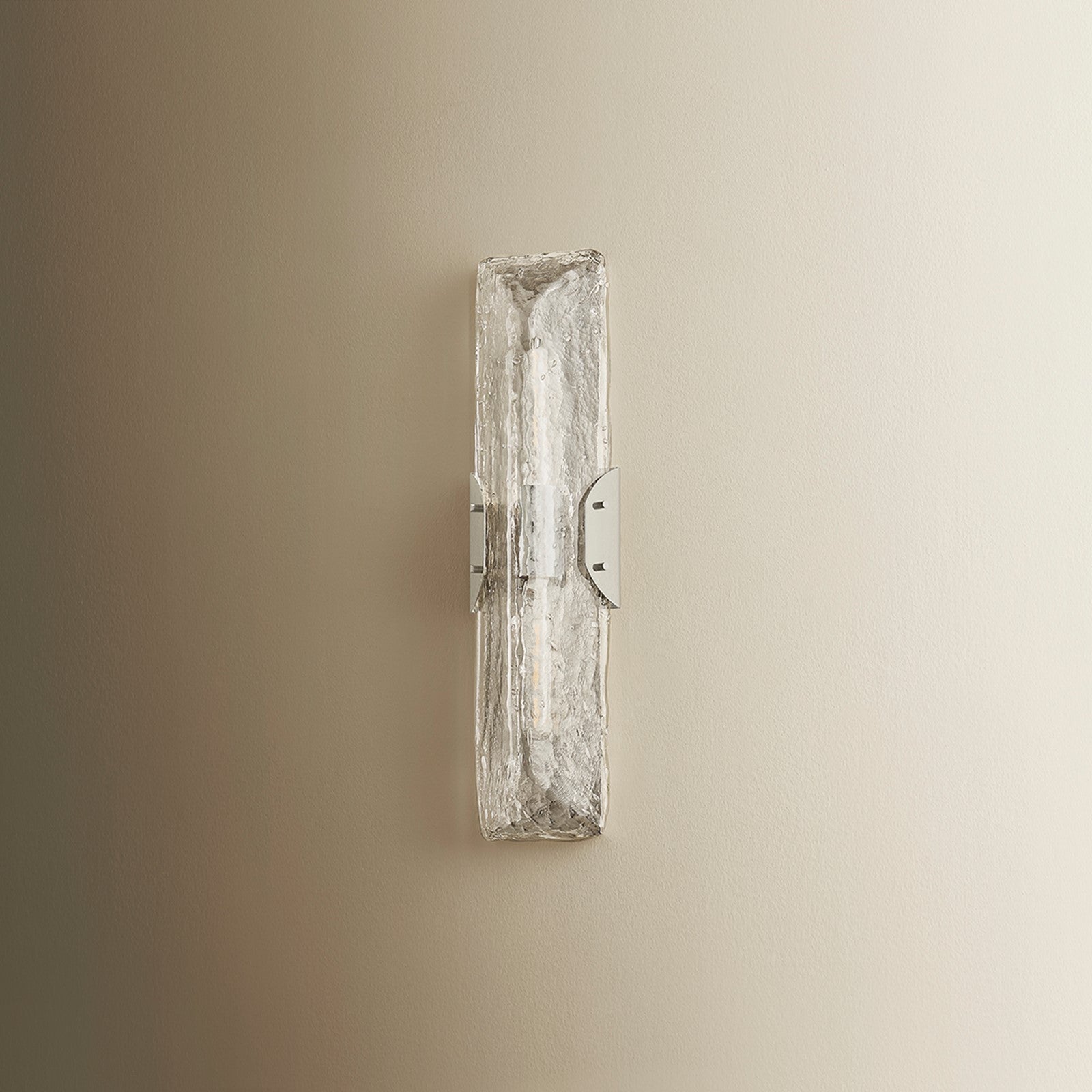 Troy Lighting Nordic 2Lt Wall Sconce, Polished Nickel/Clear Seeded