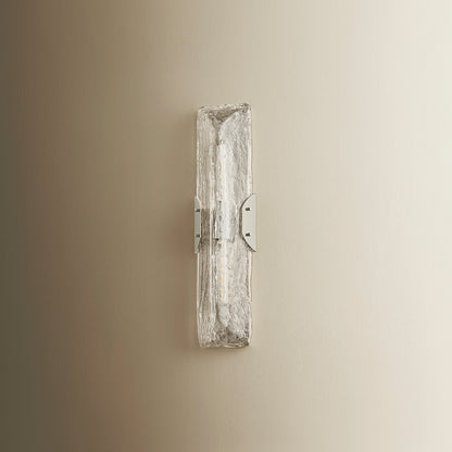 Troy Lighting Nordic 2Lt Wall Sconce, Polished Nickel/Clear Seeded