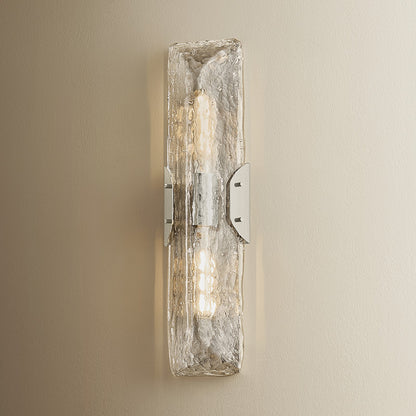 Troy Lighting Nordic 2Lt Wall Sconce, Polished Nickel/Clear Seeded