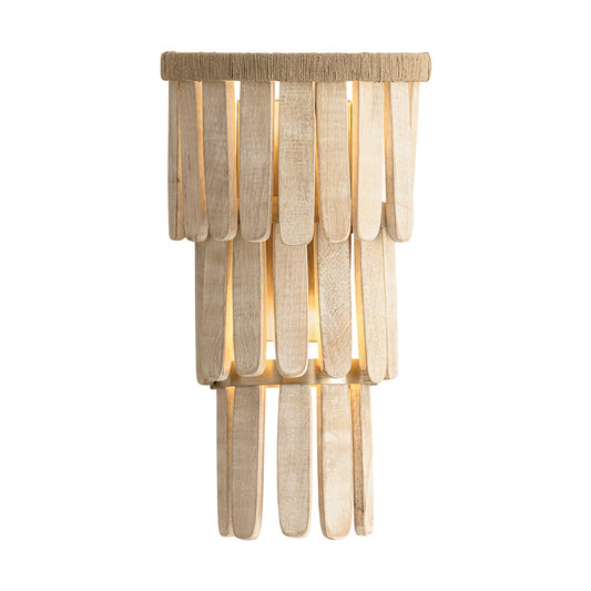Troy Lighting Bentley 2Lt Wall Sconce, Brass/Whitewashed Mango Wood