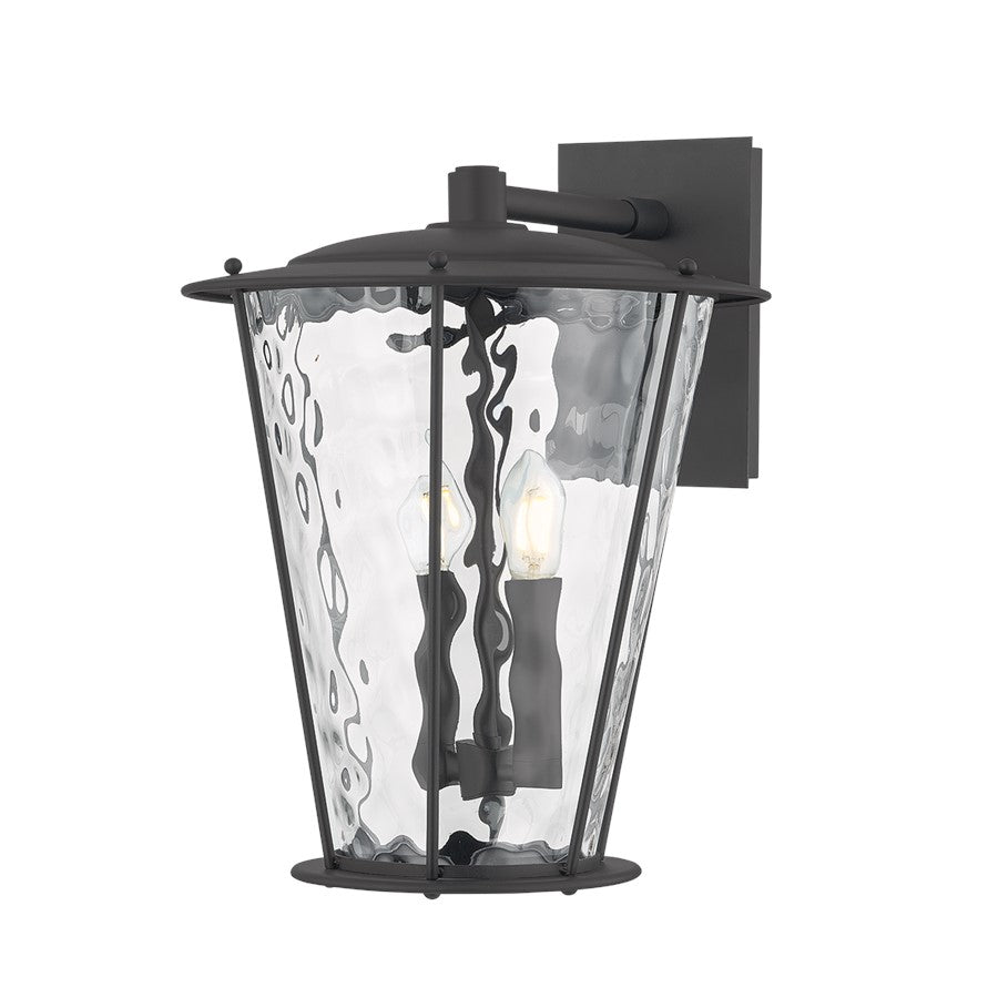 Troy Lighting Jantzen 2Lt 17" Wall Sconce, Texture Black/Water Glass - B7117-TBK