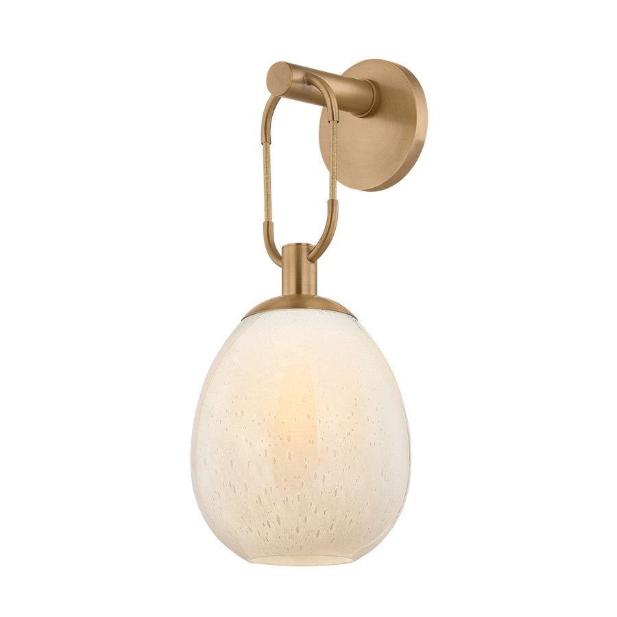 Troy Lighting Jove 1 Light Wall Sconce, Patina Brass/Seeded Cloud - B7517-PBR
