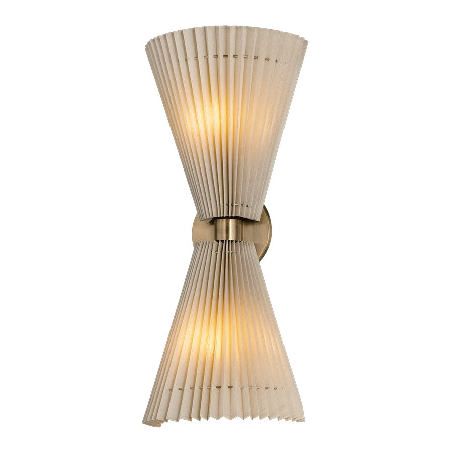 Troy Lighting Dell 2Lt Wall Sconce, Patina Brass/Faux Silk - B8021-PBR