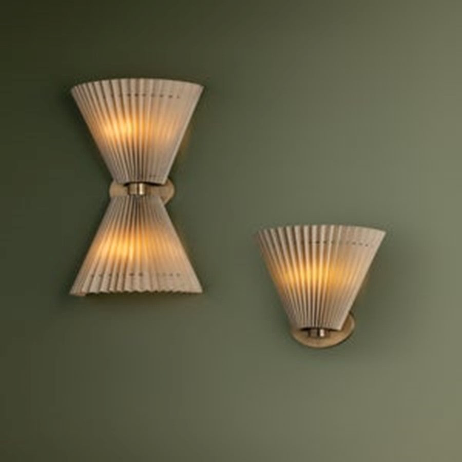 Troy Lighting Dell 2Lt Wall Sconce, Patina Brass/Faux Silk