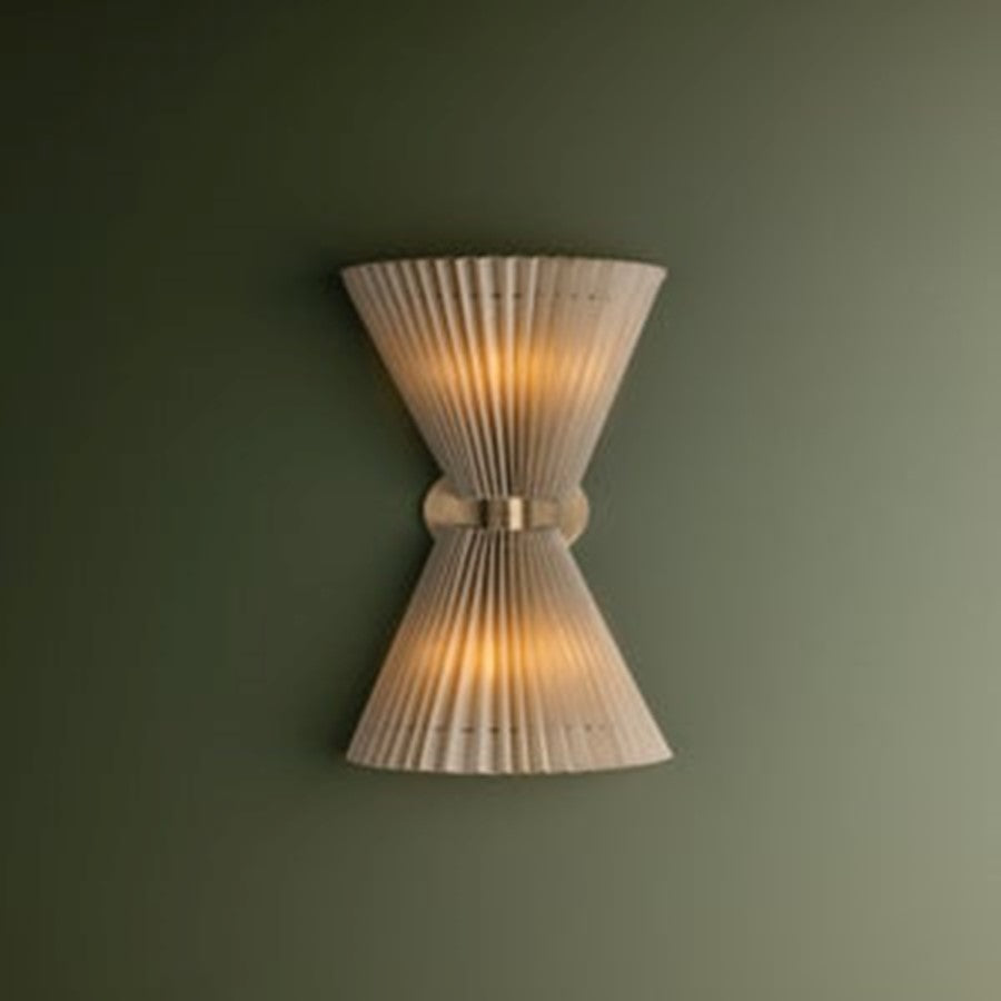 Troy Lighting Dell 2Lt Wall Sconce, Patina Brass/Faux Silk