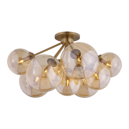 Troy Lighting Santee 9Lt Semi Flush, Patina Brass/Champagne Plated