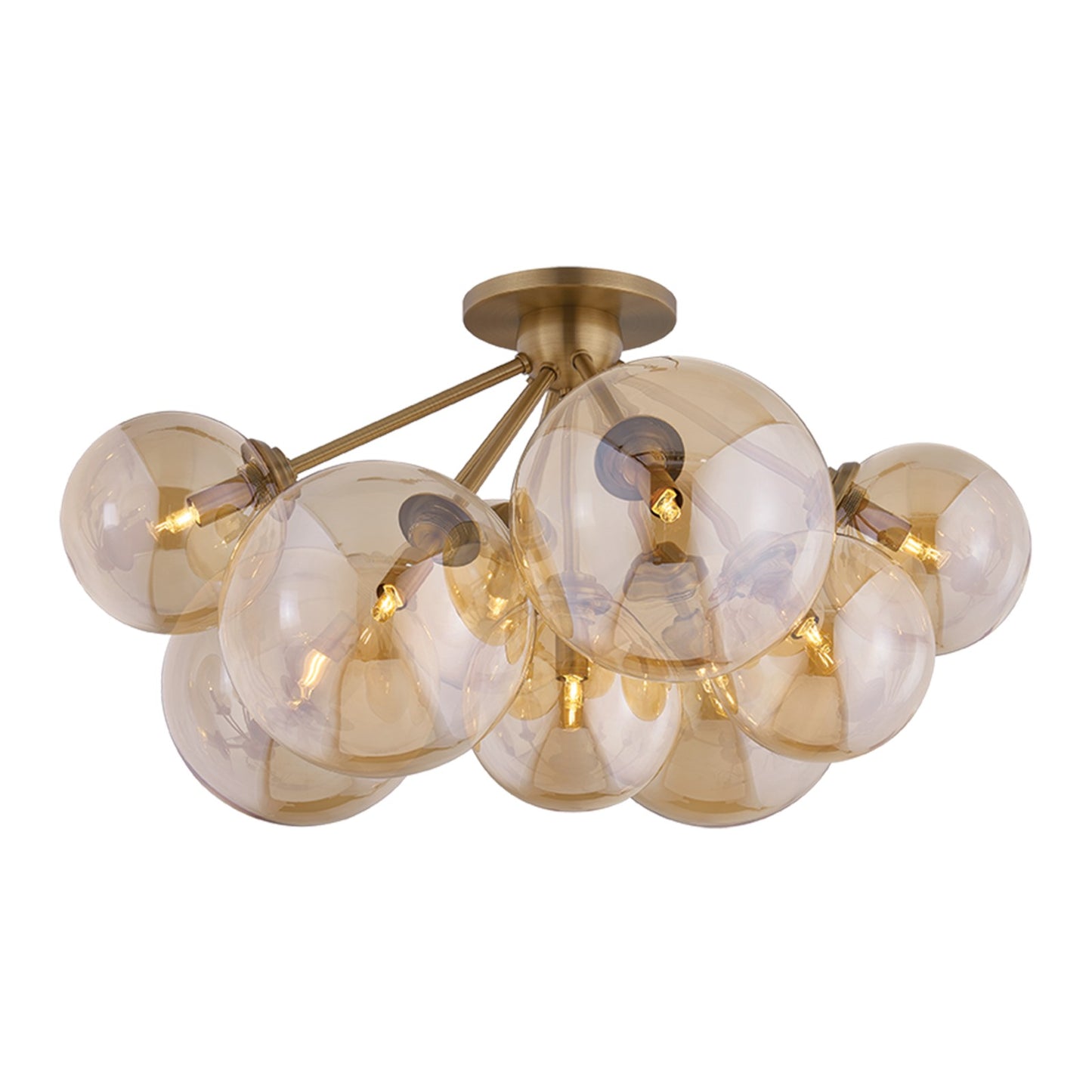 Troy Lighting Santee 9Lt Semi Flush, Patina Brass/Champagne Plated