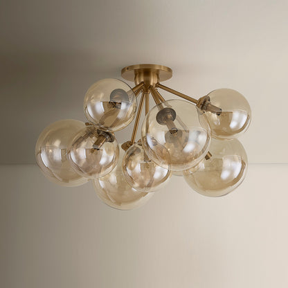 Troy Lighting Santee 9Lt Semi Flush, Patina Brass/Champagne Plated