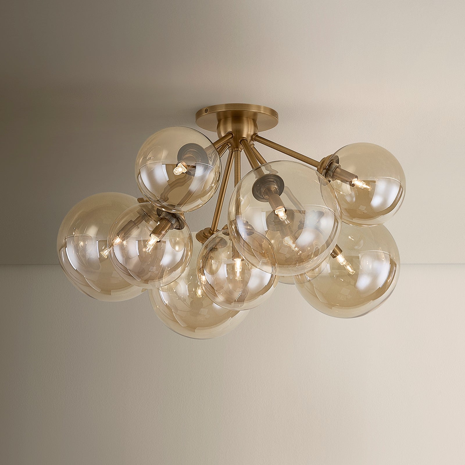 Troy Lighting Santee 9Lt Semi Flush, Patina Brass/Champagne Plated