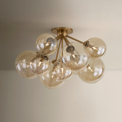 Troy Lighting Santee 9Lt Semi Flush, Patina Brass/Champagne Plated
