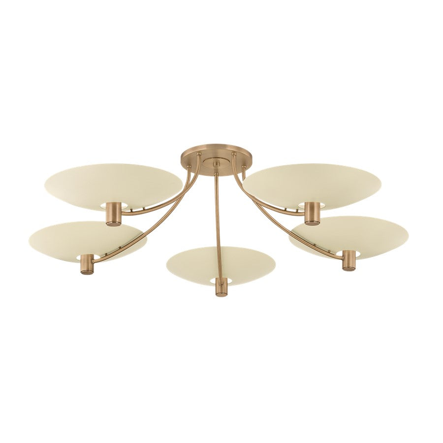 Troy Lighting Wolfe 5Lt Semi Flush, Patina Brass/Soft Sand - C1160-PBR-SSD