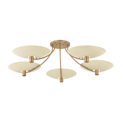 Troy Lighting Wolfe 5Lt Semi Flush, Patina Brass/Soft Sand - C1160-PBR-SSD