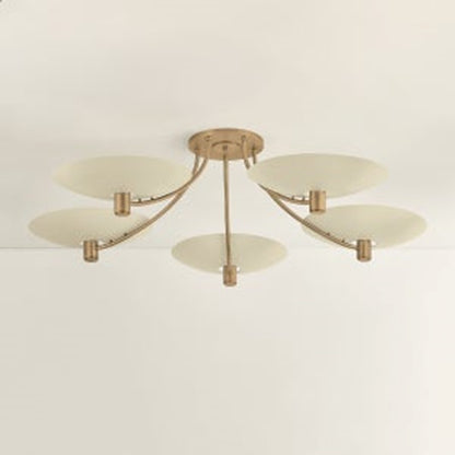 Troy Lighting Wolfe 5Lt Semi Flush, Patina Brass/Soft Sand