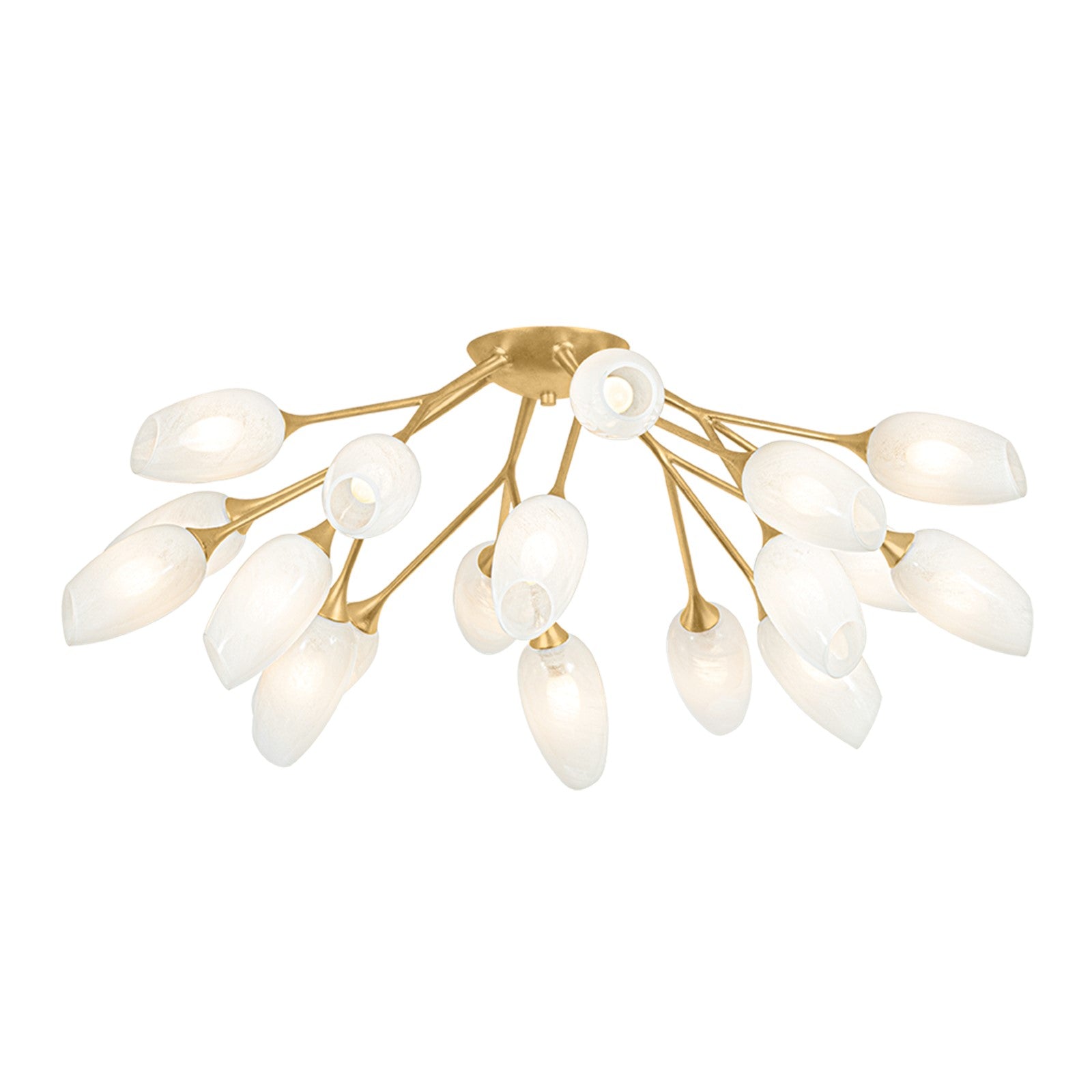 Troy Lighting Aldean 18 Light Semi Flush, Vintage Gold Leaf/Cloud